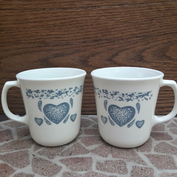Vintage Mug Corning Ware Blue Heart Country - Picture 2 of 10